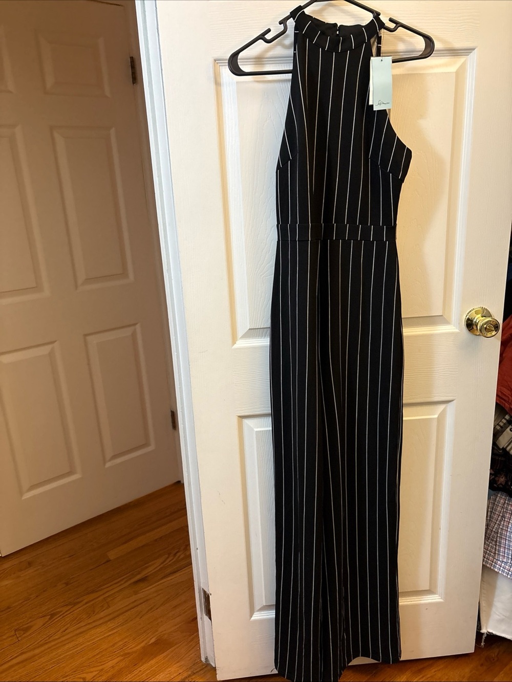 Soprano Black Jumpsuit with White Pinstripes